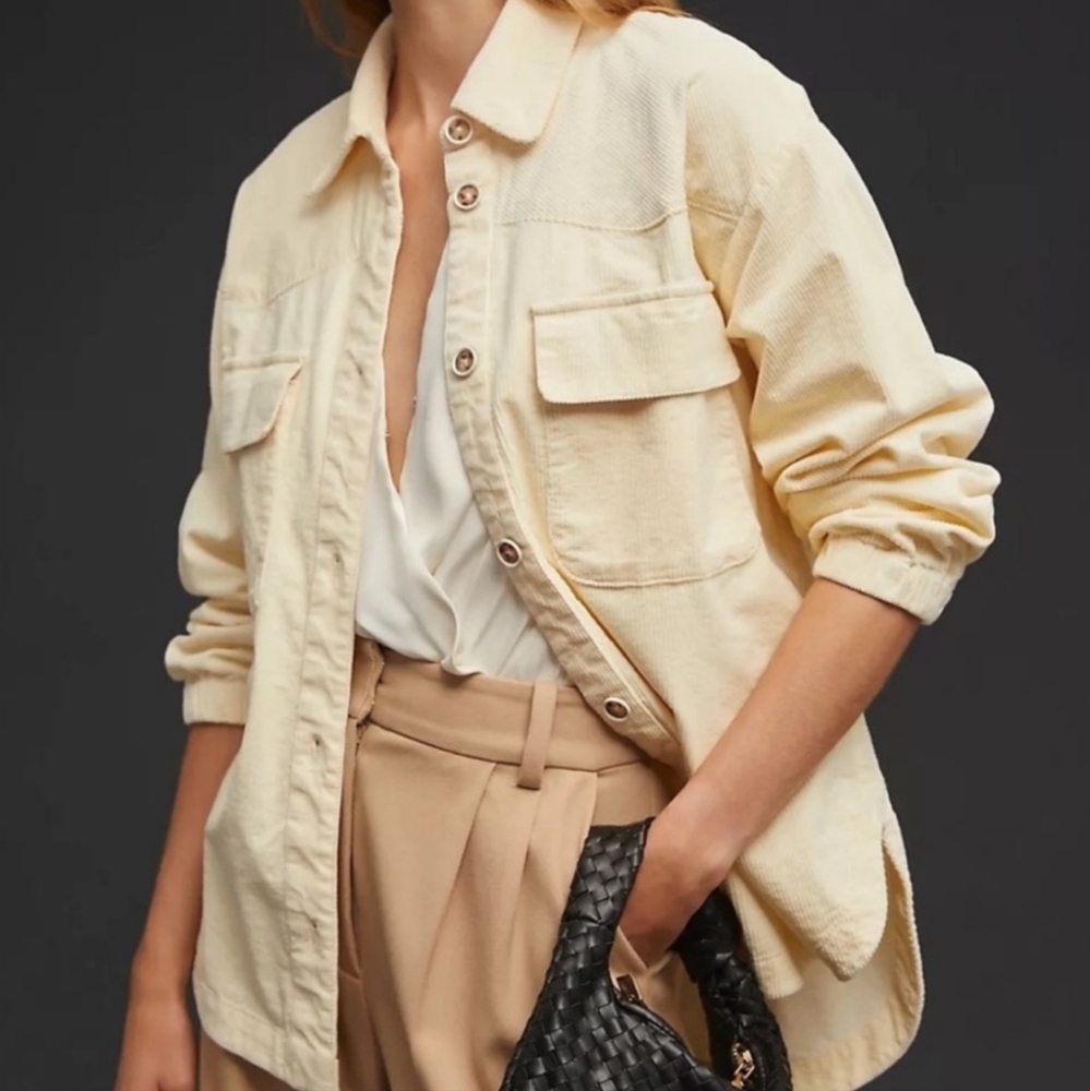 NWOT | Anthropologie | Maeve Beige Corduroy Button Down Shirt Size XXS